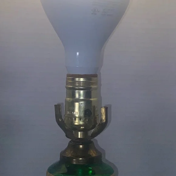 Pair of Antique Bohemian Glass Emerald Green Lamps